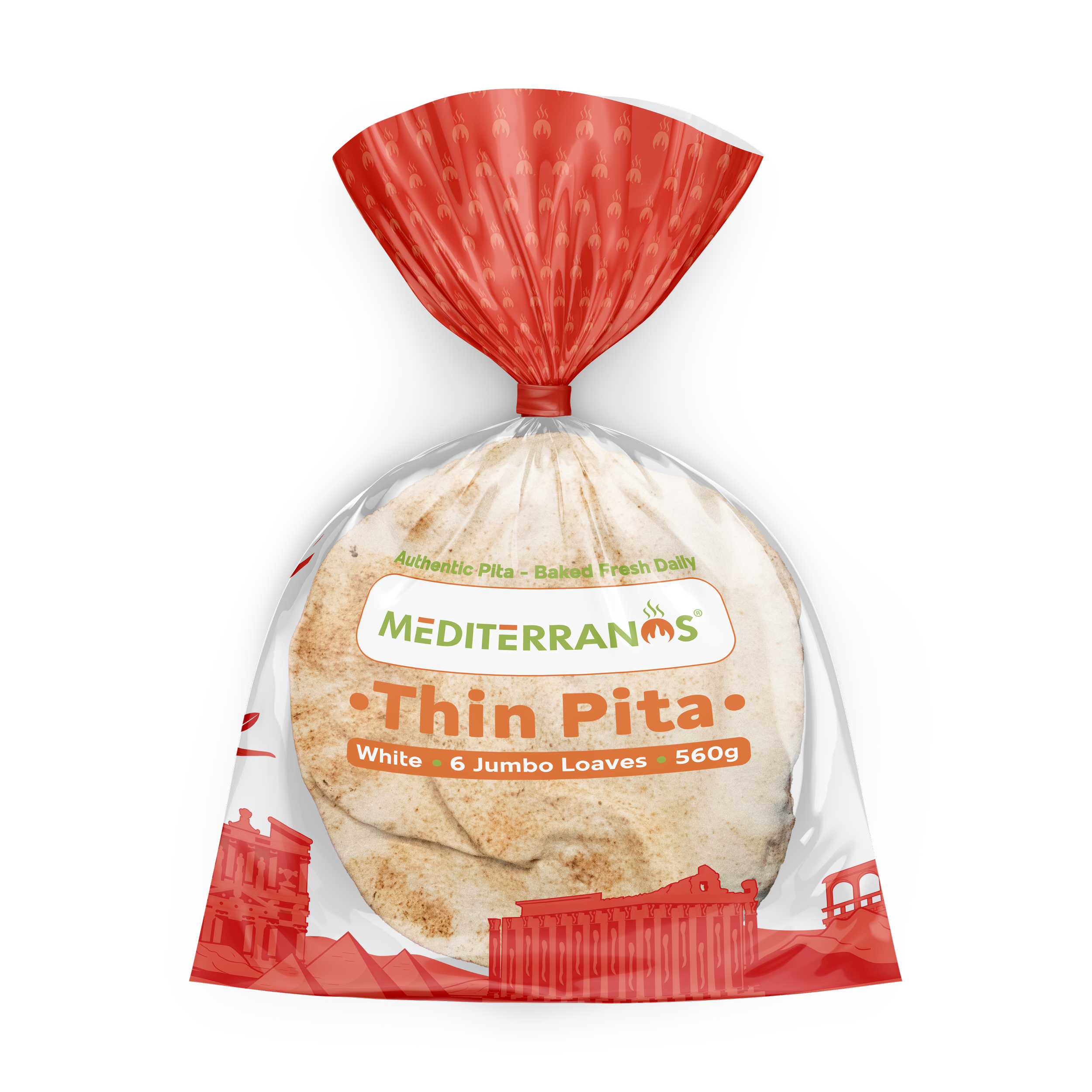 Large White Thin Pita Bread - Perfect for Sharing | Mediterranos